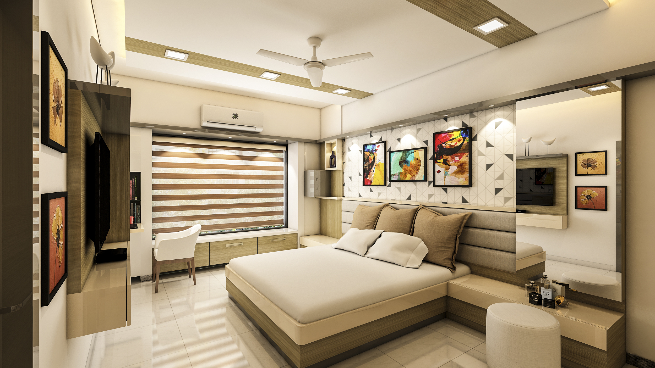 Master Bedroom Suite with Storage Bed & Ambient Lighting