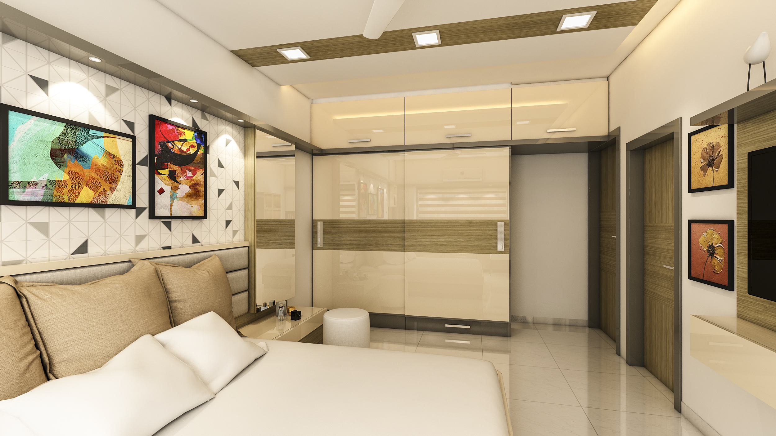 Living Room Modular Lounge Seating with Sliding Wall Partitions