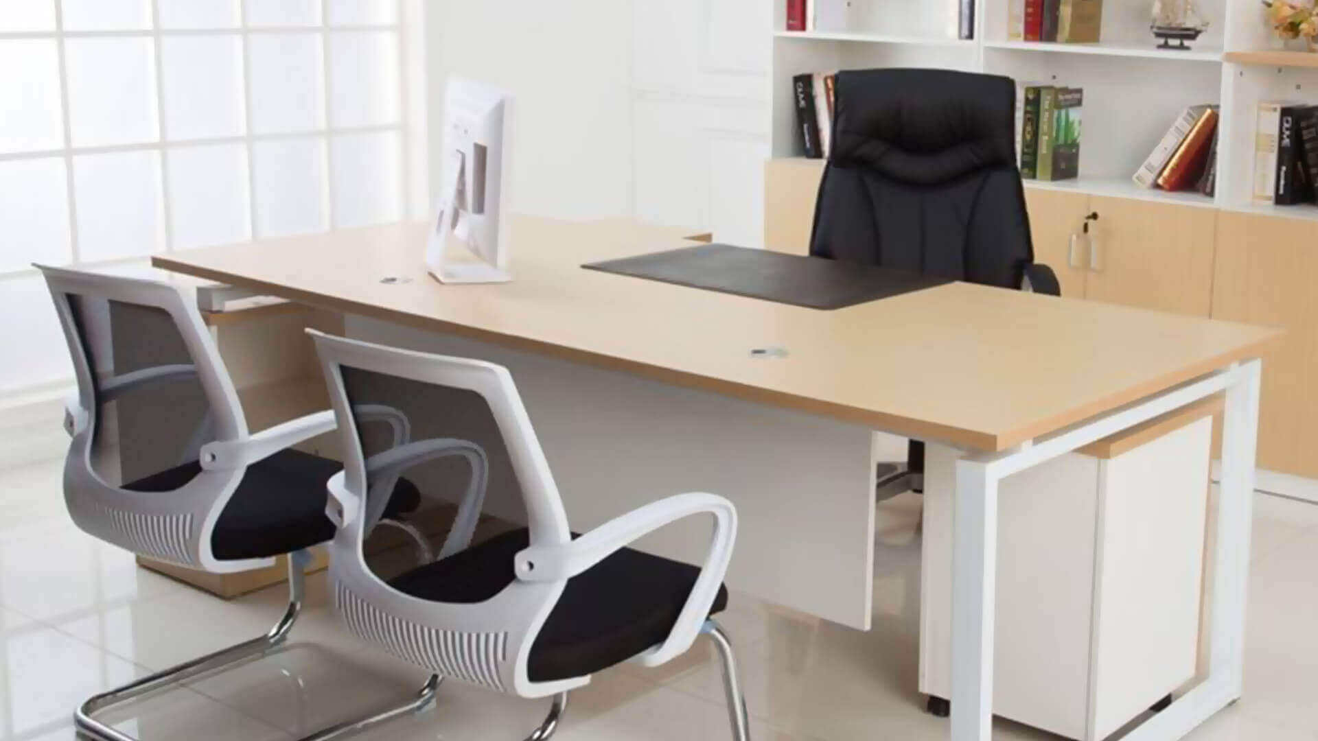 Executive Director Suite & Cabin Desk with Side Credenza
