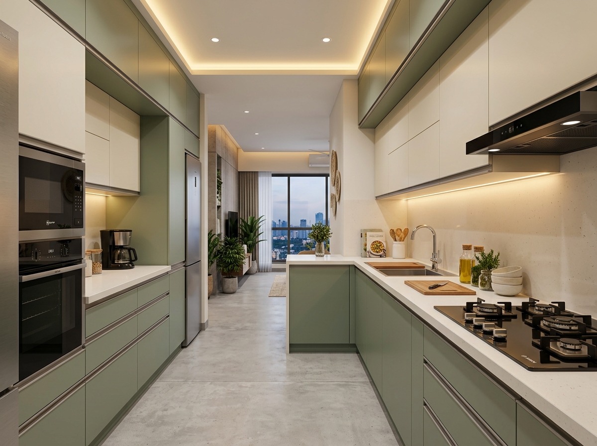 Parallel Galley Kitchen with Dual Counters