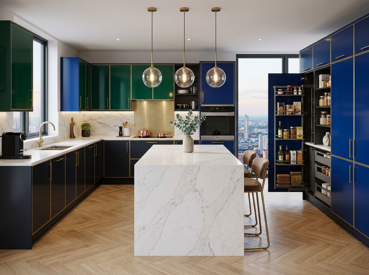 U-Shaped Master Chef Kitchen with Pull-Out Pantry